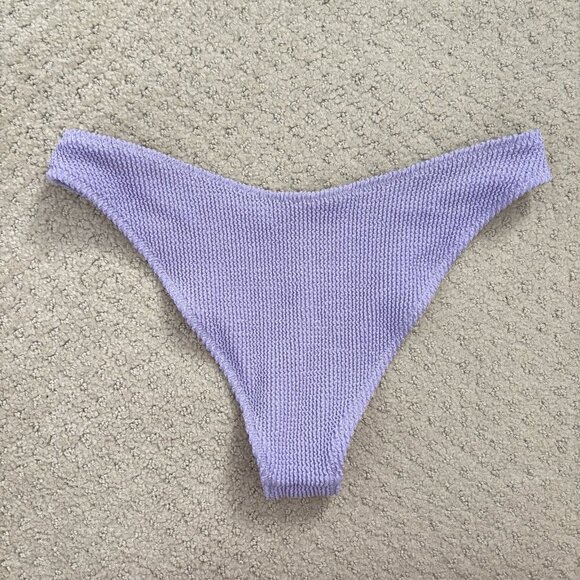 Koana Swim Hannah Mid-Waist Bikini Bottoms in Wisteria Purple Textured Sz Small - Picture 5 of 5